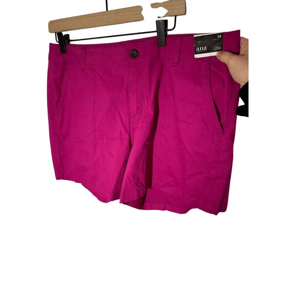 NWT A.N.A Twill Short Chino Fuschia Bold Color Pop Casual Preppy SZ 14 Shorts - Picture 1 of 5